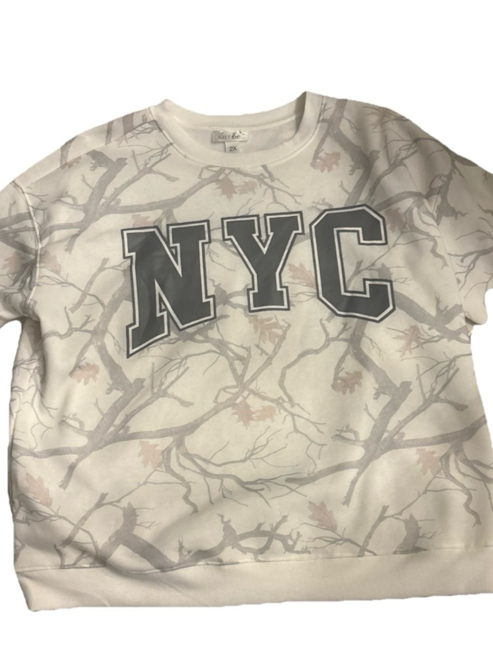 Just Be Women's Size 2x Crewneck Sweatshirt - White-NYC